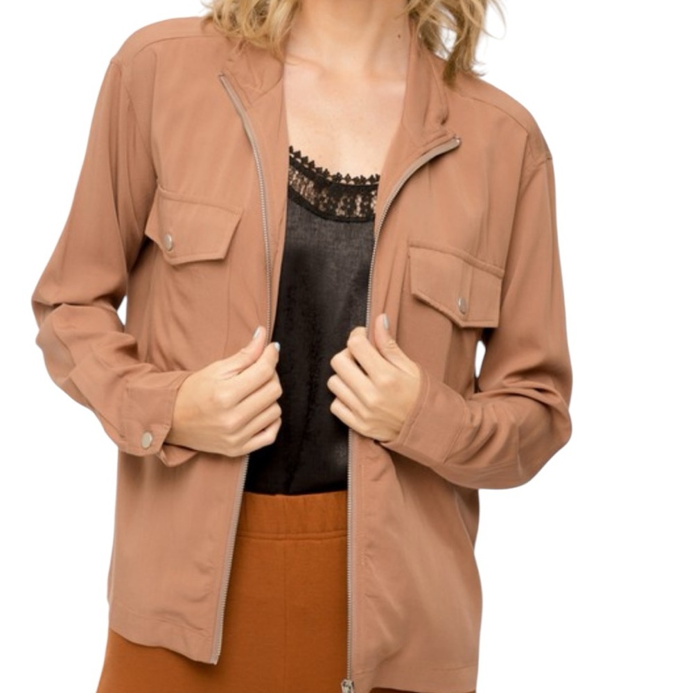 mystree Women's Brown Zip-Up Jacket Large